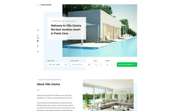 Ciestra vacation rental WordPress theme preview with property listings