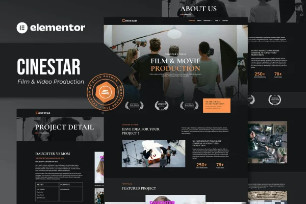 Cinestar film and video production Elementor template kit preview