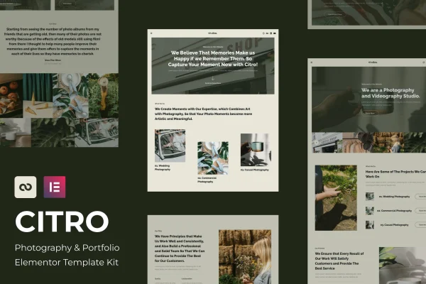 Citro photography and portfolio Elementor template kit preview