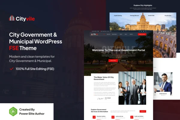Cityvile city government and municipal WordPress theme preview