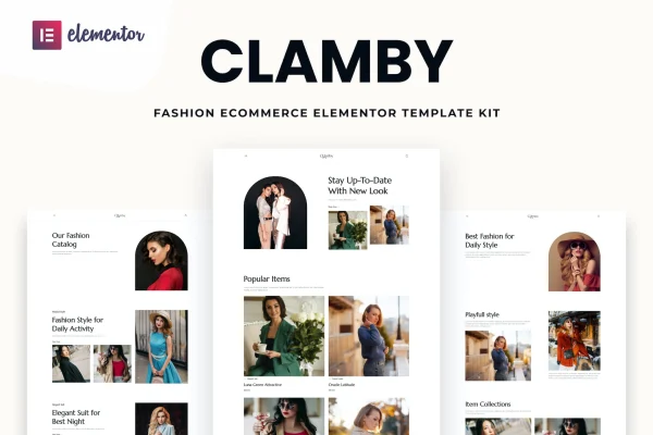 Clamby fashion ecommerce Elementor template kit preview