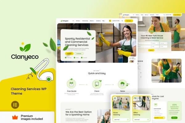 ClanyEco cleaning services WordPress theme preview