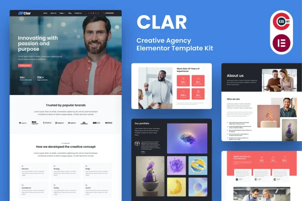 Clar digital agency Elementor template kit cover image