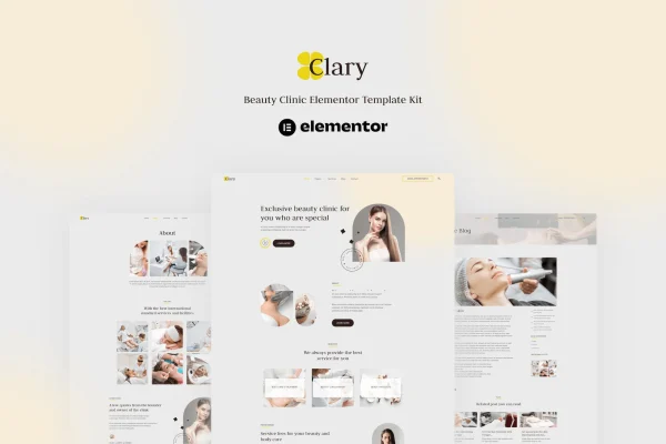 Clary beauty clinic Elementor template kit preview