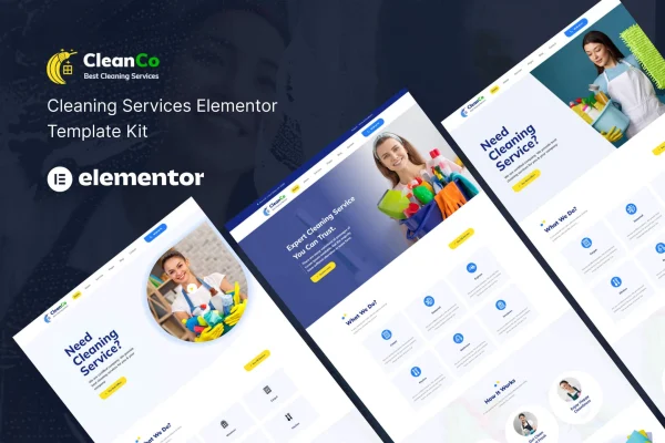 Cleanco cleaning service Elementor template kit preview