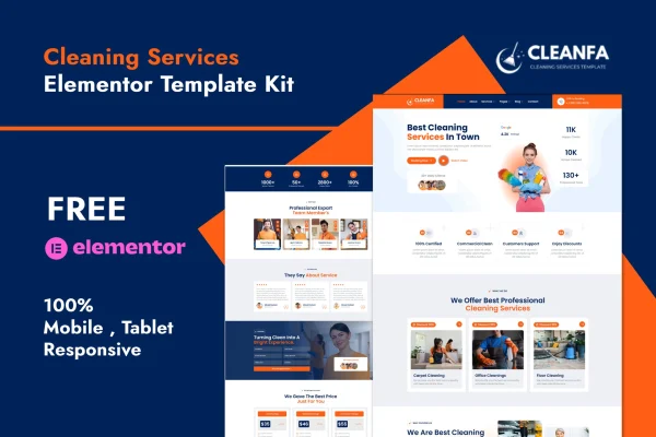Cleanfa cleaning services Elementor template kit preview