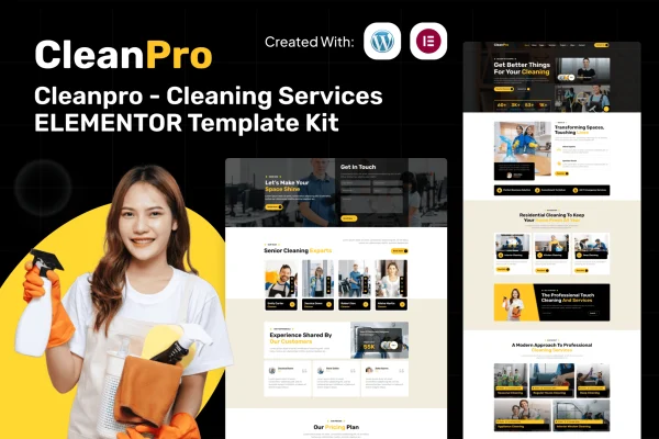 Cleanpro cleaning services Elementor template kit preview