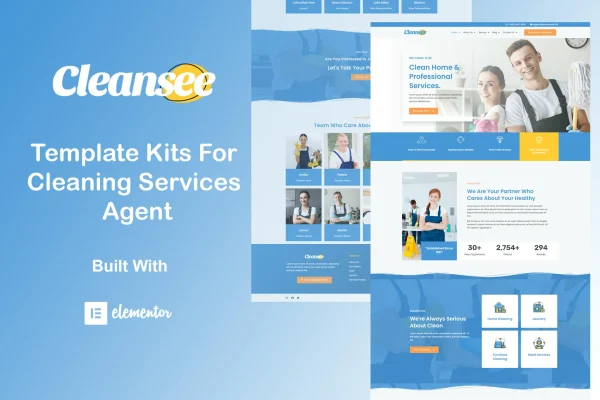 Cleansee cleaning service Elementor template kit preview