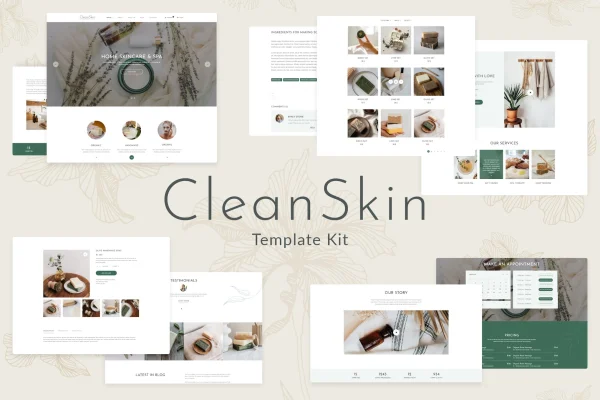 CleanSkin handmade organic soap and natural cosmetics Elementor template kit preview
