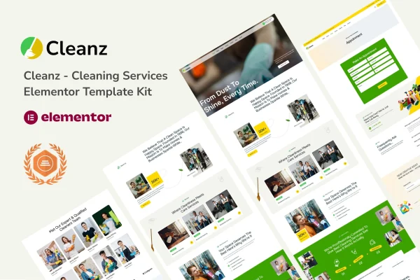 Cleanz cleaning service Elementor template kit preview