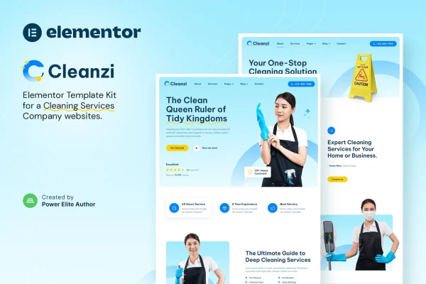Cleanzi cleaning services Elementor template kit preview