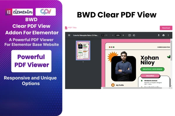 Clear PDF View addon for Elementor plugin banner