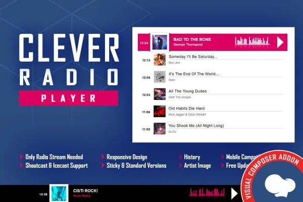 CLEVER HTML5 radio player addon for WPBakery banner