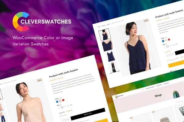 Clever Swatches plugin banner showing WooCommerce variation swatches