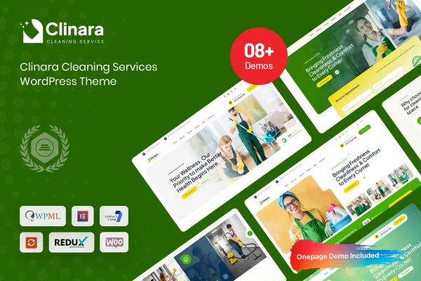 Clinara cleaning services WordPress theme preview