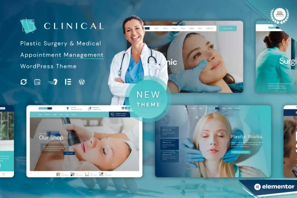 Clinical plastic surgery WordPress theme preview with clinic homepage layout