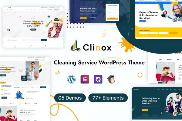 Clinox cleaning services WordPress theme preview