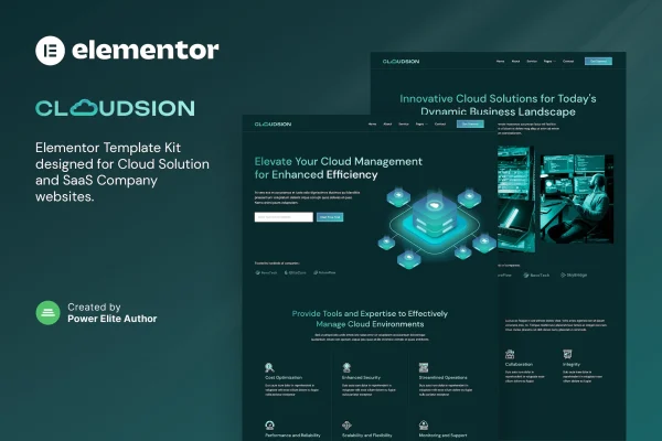 Cloudsion cloud solution and SaaS Elementor template kit preview