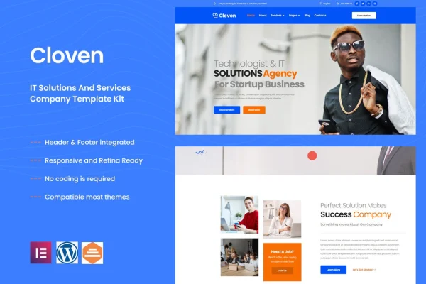 Cloven IT solutions and services Elementor template kit cover