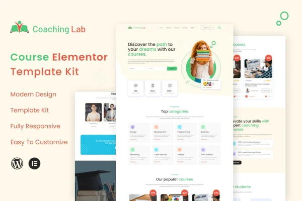 Coaching Lab coaching center Elementor template kit preview