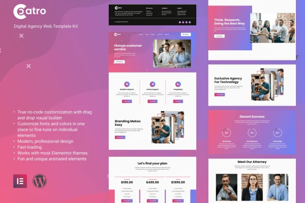 Coatro digital agency Elementor template kit preview