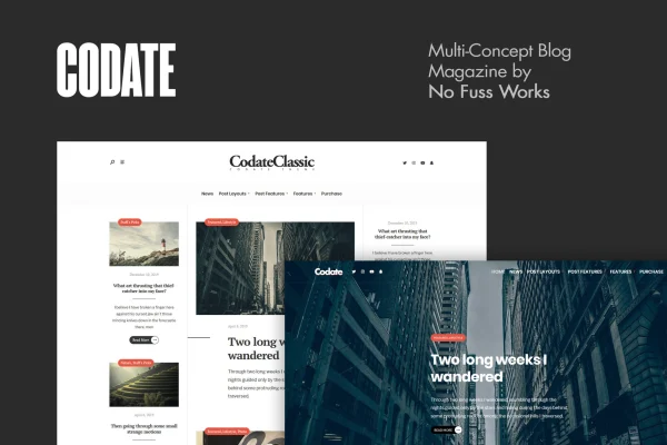Codate magazine and blog WordPress theme preview