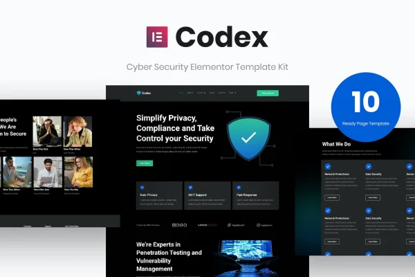 Codex cyber security Elementor template kit preview