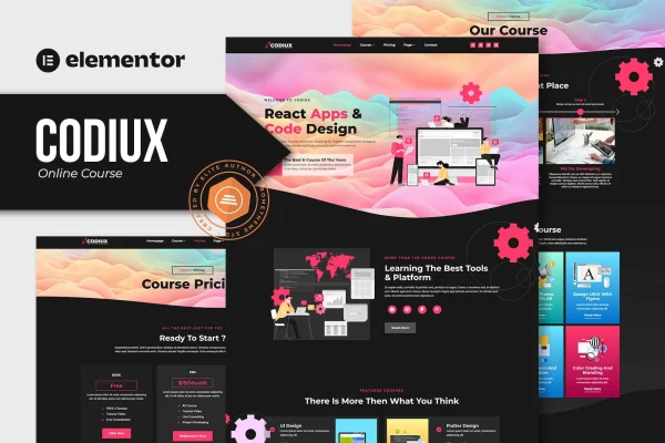 Codiux online course Elementor template kit cover image