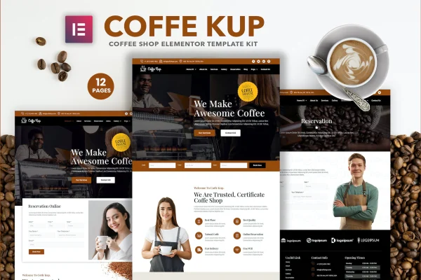CoffeeKup cafe and coffee shop Elementor template kit preview