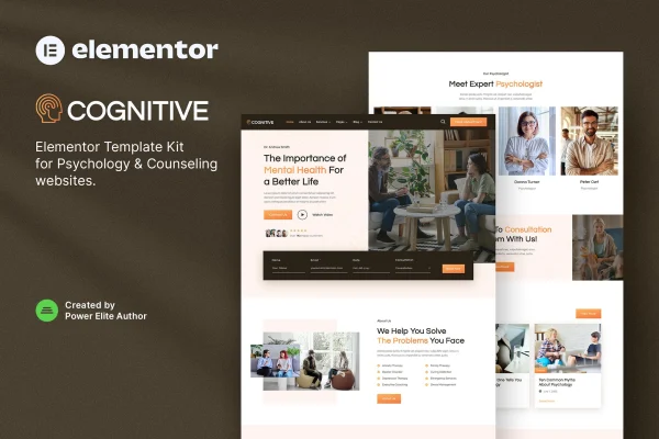 Cognitive psychology and counseling Elementor template kit preview