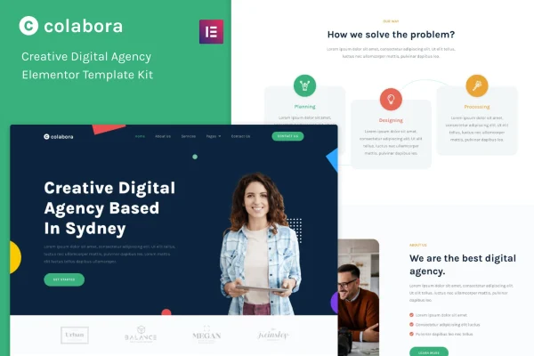 Colabora creative digital agency Elementor template kit preview