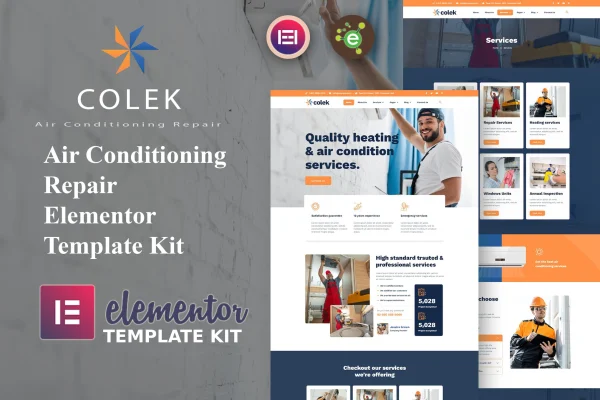 Colek AC repair services Elementor template kit cover image
