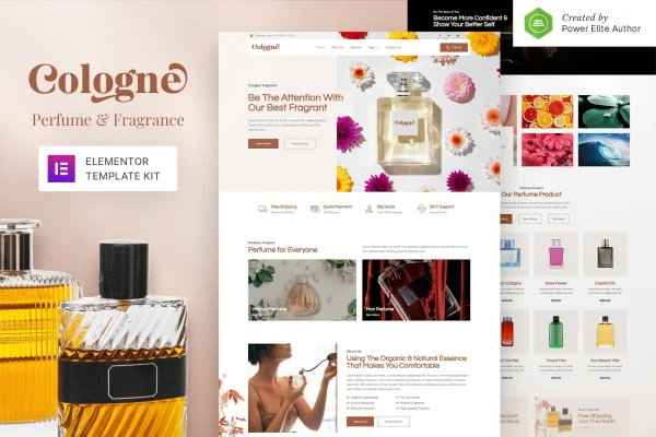 Cologne perfume and fragrance Elementor template kit preview