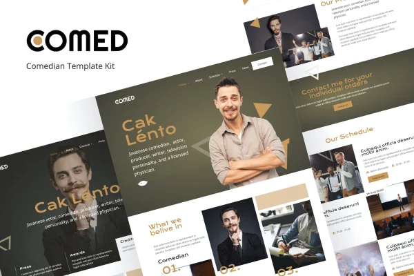 Comed comedian Elementor template kit cover image