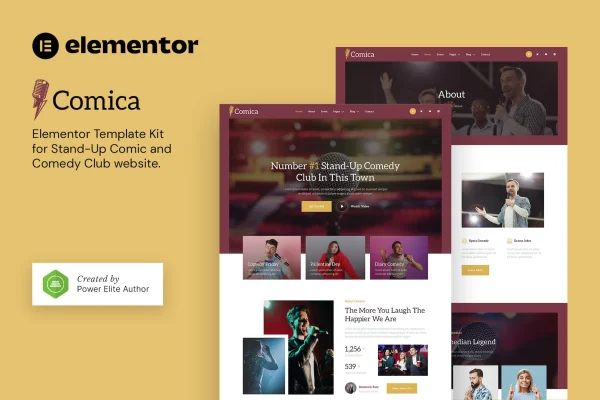 Comica stand-up comedy club Elementor template kit preview