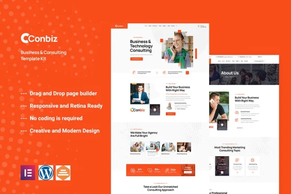 Conbiz consultancy and business Elementor template kit preview
