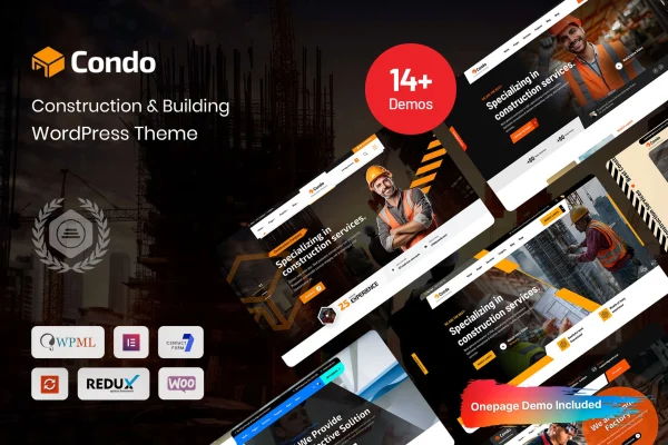 Condo construction and building WordPress theme preview