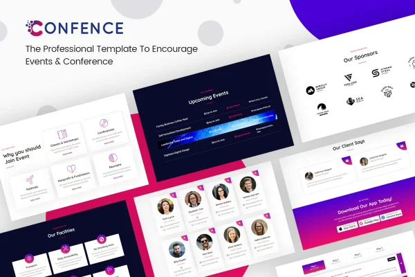 Confence event and conference Elementor template kit preview