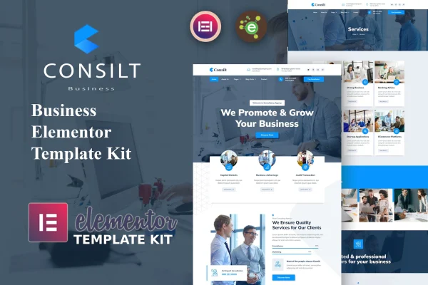 Consilt business and consulting Elementor template kit preview