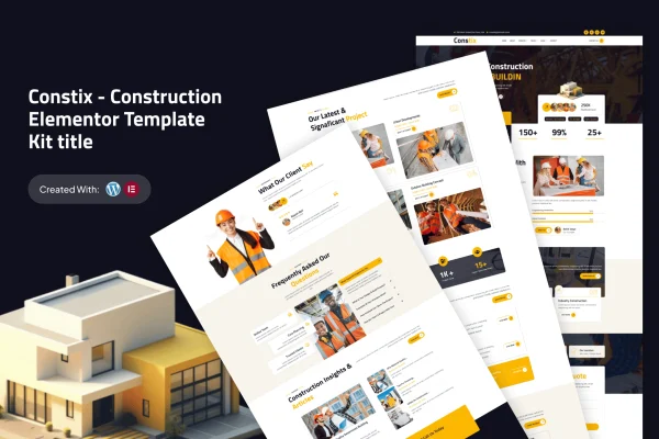 Constix construction and building Elementor template kit preview
