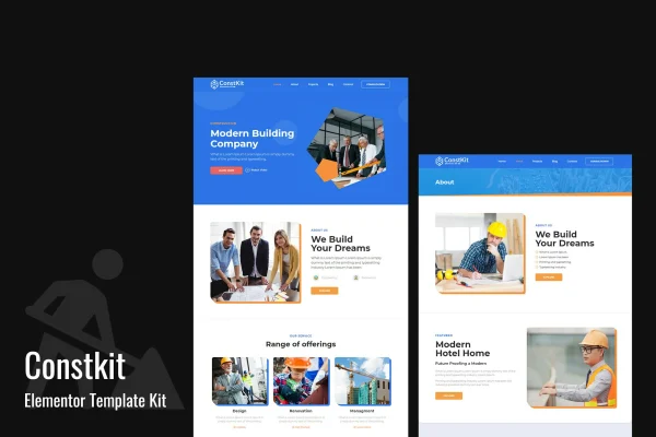 Constkit construction and industrial Elementor template kit cover image