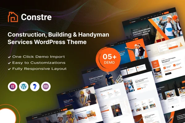 Constre construction and handyman service WordPress theme preview