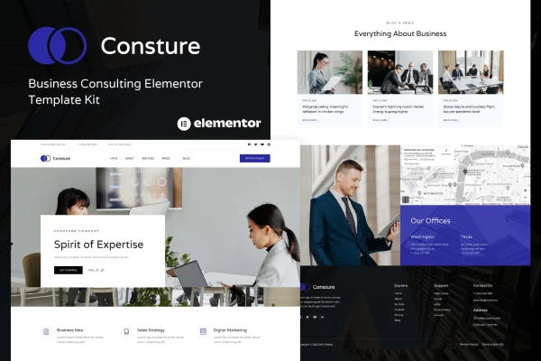 Consture business consulting Elementor template kit preview
