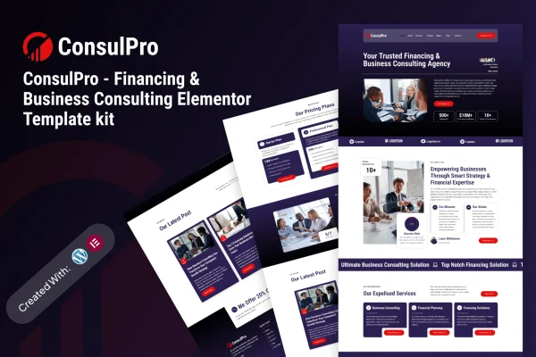Consulpro financing and business consulting Elementor template kit preview