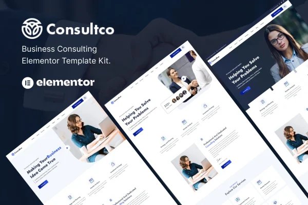 Consultco consulting business Elementor template kit preview