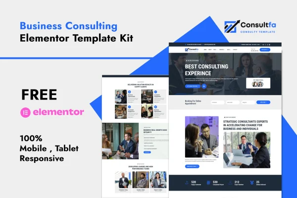 Consultfa business consulting Elementor template kit cover image