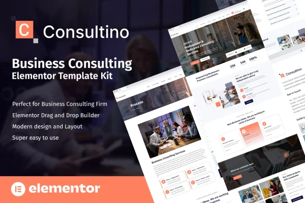 Consultino business consulting Elementor template kit preview