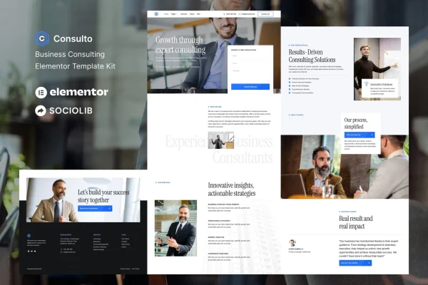 Consulto business consulting and coaching Elementor template kit preview
