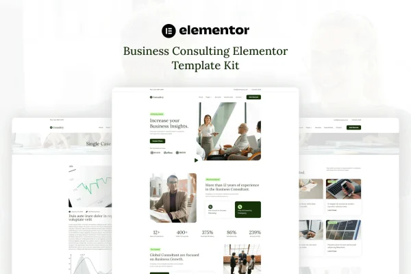 Consultry business consulting Elementor template kit preview