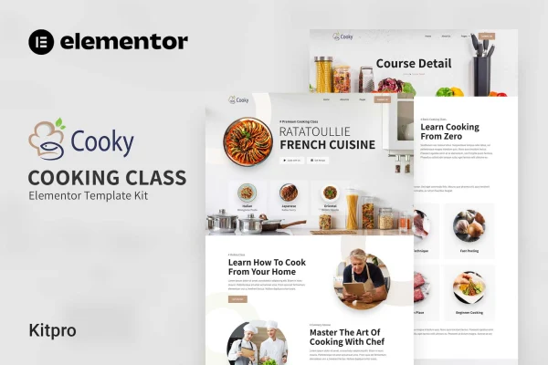 Cooky cooking class Elementor template kit preview